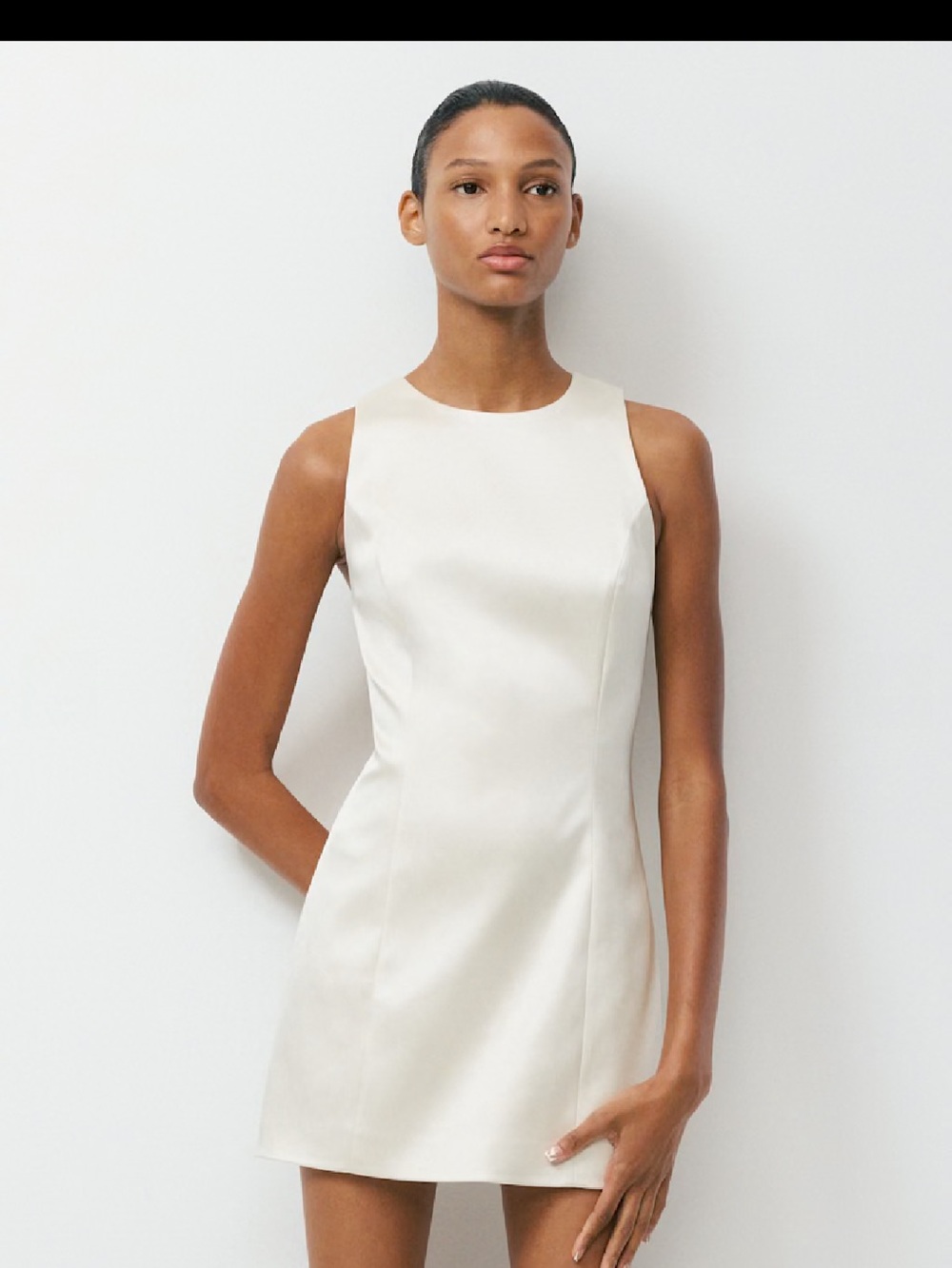 Aritzia Charleston Satin Dress in Whisper White